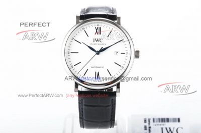  MKS factory Swiss Clone IWC Portofino SS White Face Black Band